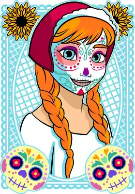 vectores plantilas DÍA DE MUERTOS,PRINCESA,DISNEY,CATRINA,NIÑA,